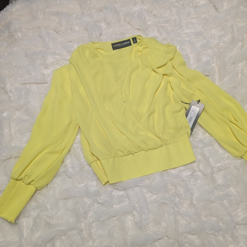 New York & Company Lemon Yellow Blouse